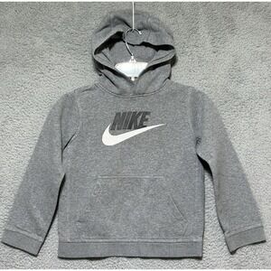 Nike Kids Grey Hoodie Pullover Logo Long Sleeve Sweatshirt Athletic‎ Youth Small